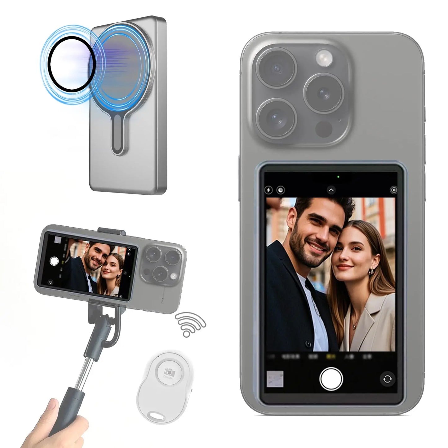 CamBuddyPro™ Magnetic Wireless Selfie Monitor for Rear Camera Vlogging
