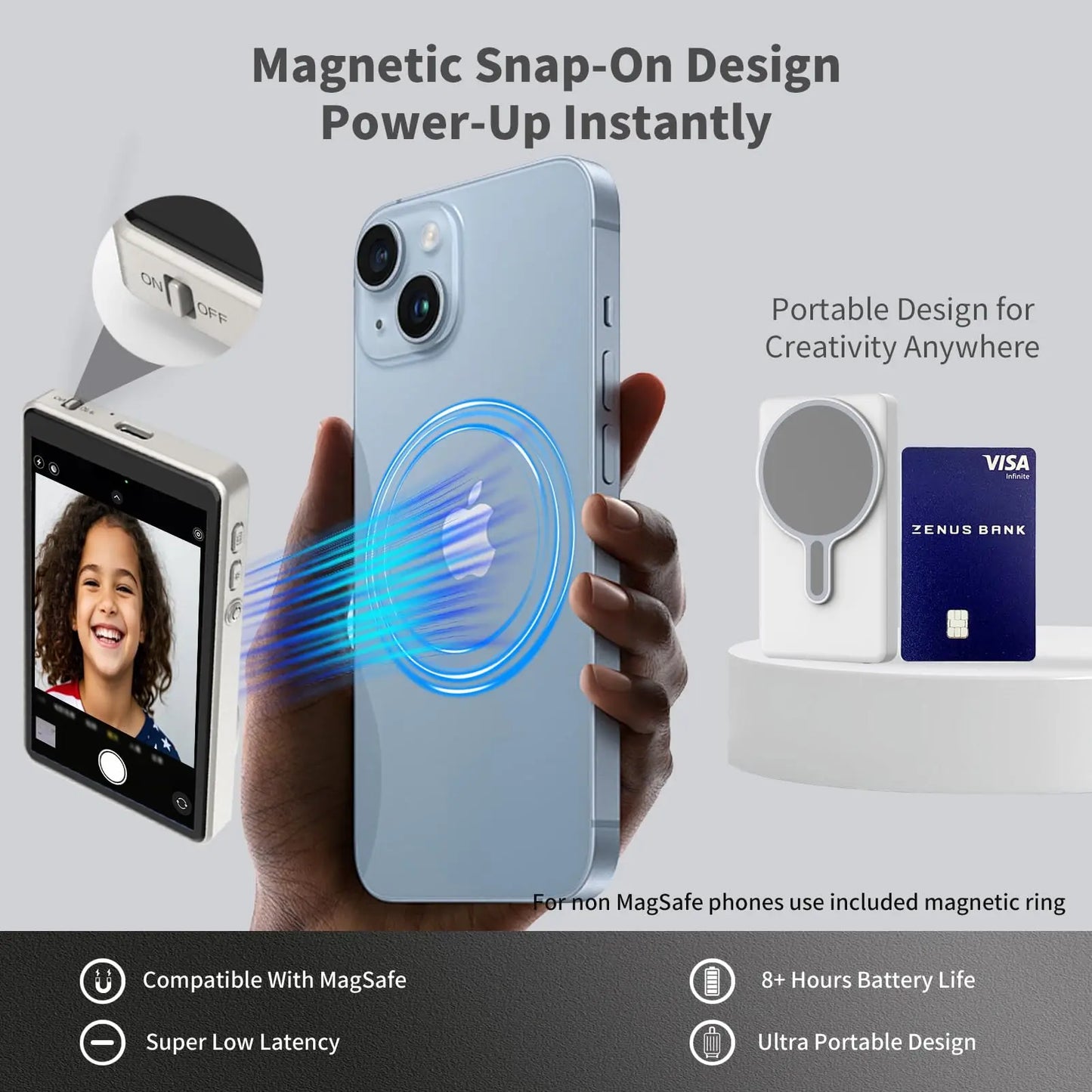 CamBuddyPro™ Magnetic Wireless Selfie Monitor for Rear Camera Vlogging