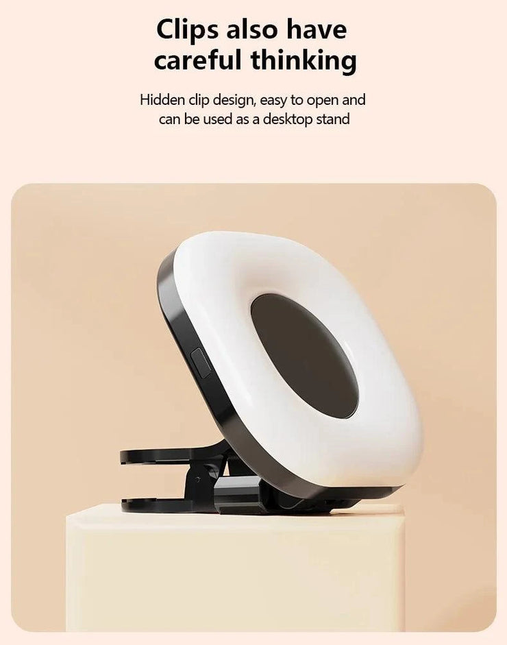 Mini LED smartphone selfie fill light with adjustable clip-on design and three brightness modes