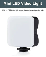 Smartphone vlogging kit mini LED video fill light with 49 LED beads and cold shoe mounts for tripod phone holder