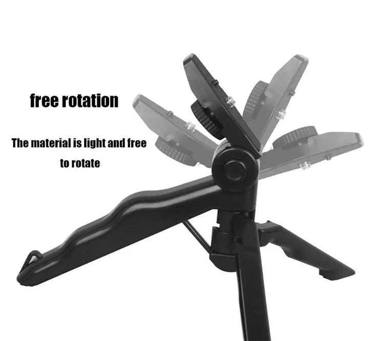Adjustable black tripod phone holder with free rotation for smartphone vlogging kit