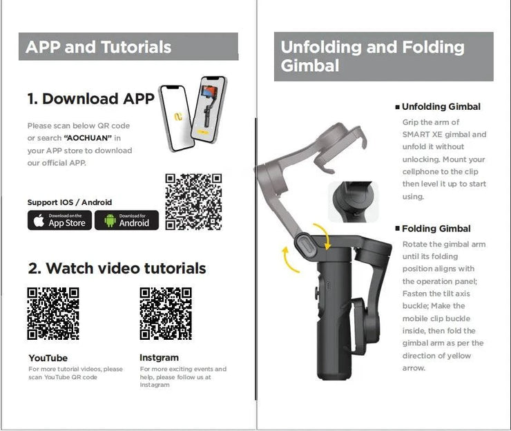 AOCHUAN 3-Axis handheld gimbal stabilizer with smartphone mount, AI face tracking, Bluetooth, and foldable design for iPhone and Android vlogging.