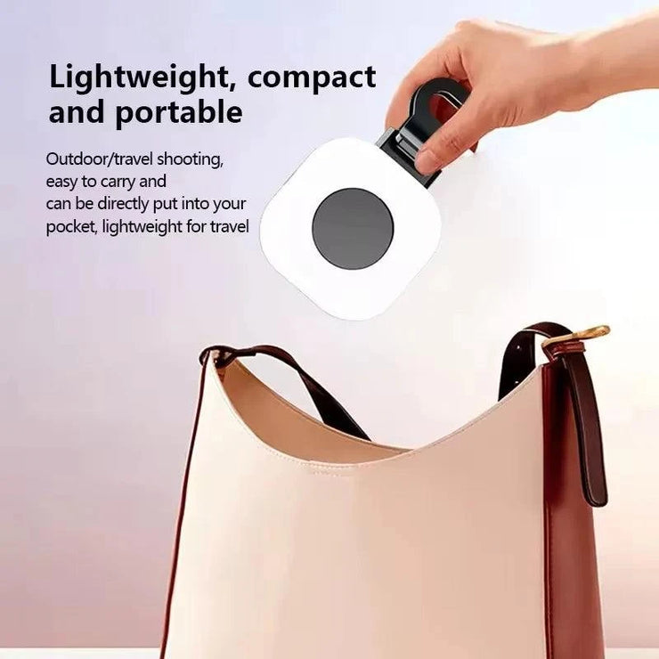 Mini LED smartphone selfie fill light with clip-on design, lightweight and portable for travel and outdoor use