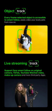 3-axis handheld gimbal stabilizer with AI face tracking for smartphones, ideal for TikTok, vlogging, and live streaming.